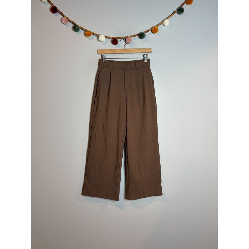 Halara tan pull on wide leg trouser pants